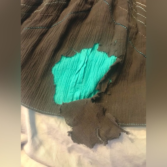 Vintage 1940s 1950s Gray & Turquoise Metallic Ric Rac Patio Skirt Set Western XS - Picture 12 of 12